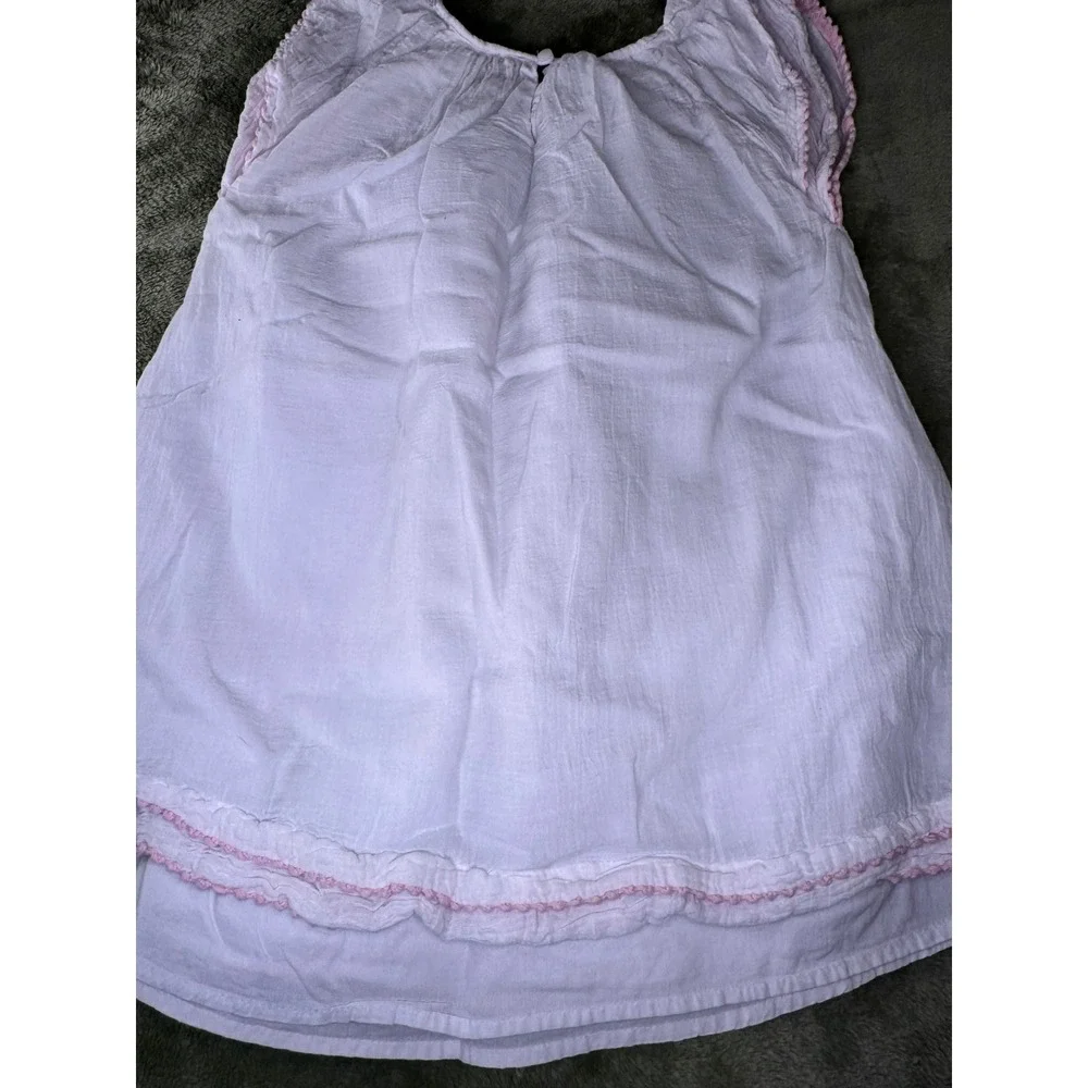 Polo Ralph Lauren Gauze Blouse Kids Size‎ 5 White Excellent Pink Ric Rac Trim